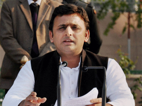 Apparently anticipating declaration of poll dates on Wednesday morning, Uttar Pradesh Chief Minister Akhilesh Yadav hurried with announcement of schemes worth thousands of crore stumping the poll panel by a few minutes. PTI File Photo