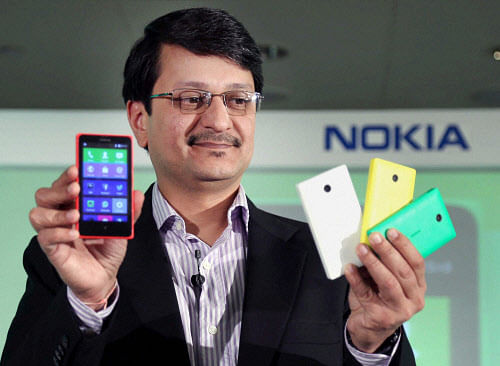 Viral Oza, Director Marketing, Nokia India during the launch of Nokia X smartphones in Mumbai. Finnish handset giant Nokia today launched its much awaited Android-based smartphone 'X' in India for Rs 8,599, aimed at protecting its turf in the fiercely competitive market. PTI File