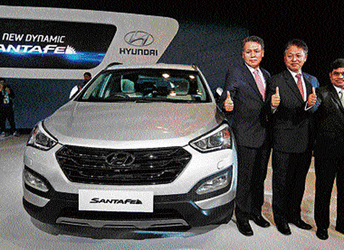 Hyundai Santa Fe car launched at the Indian Auto Expo last month. REUTERS