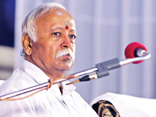 'NaMo is not our issue. Our focus is highlighting the issues before the nation.... We have our limits to keep in mind as we are not a political party,' RSS Chief Mohan Bhagwat said addressing its annual session in Bangalore that concluded on Sunday. DH File Photo