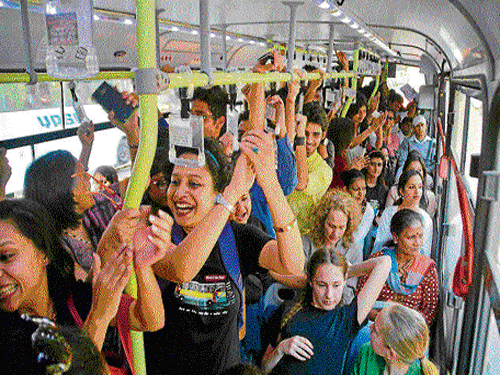 secured 'Board the Bus' campaign motivated women to reclaim public transport. DHNS