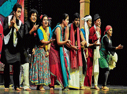 A scene from the play Piya Behrupiya a Hindi adaptation of Shakespeare's Twelfth Night, March 13, 2014, DHNS