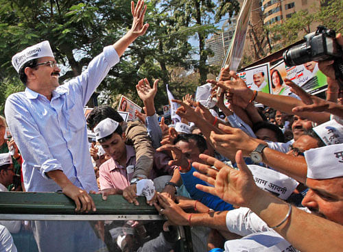 AAP chief Arvind Kejriwal will hold road shows across Bangalore Saturday and address a rally Sunday in the city centre while campaigning for the party's Lok Sabha candidates in Karnataka where polling will take place April 17, party leaders said Friday. PTI File Photo