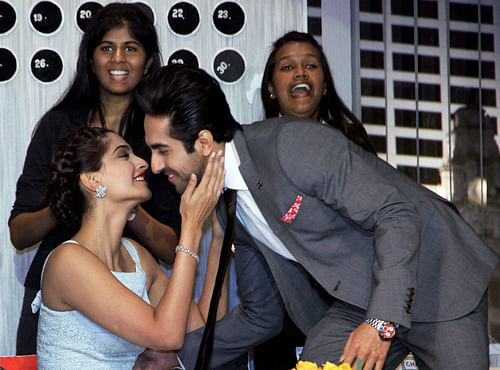 Sonam Kapoor and Ayushmann Khurrana during the promotion of their film Bewakoofiyaan,  PTI