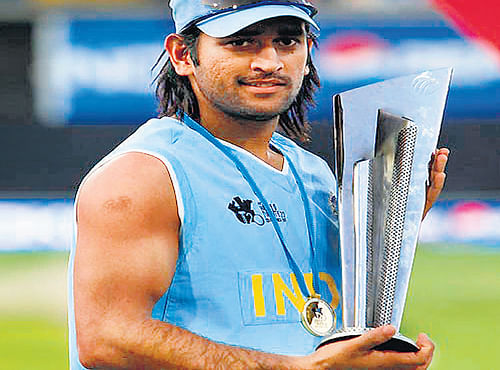 MS Dhoni poseswith theWorld T20 trophy in 2007, DHNS