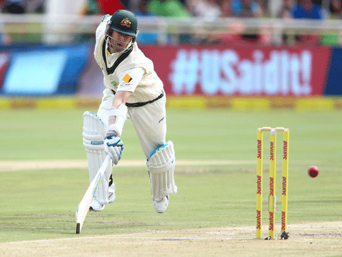 Australian captain Michael Clarke runs to make ground during day two of the 3rd Test between South Africa and Australia held at Newlands in Cape Town, South Africa, Sunday, March 2, 2014. (AP Photo)