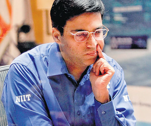 Five-time world champion Viswanathan Anand played out a draw with Vladimir Kramnik in the fourth round but remained in sole lead to stay in contention in the Candidates chess tournament, here today. PTI File Photo