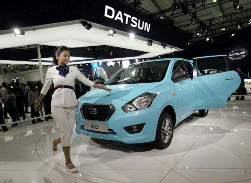 Japanese auto major Nissan's Datsun brand today made a global comeback with the company launching its entry level car 'Datsun Go' priced between Rs 3.12 lakh and Rs 3.70 lakh (ex-showroom Delhi) in India, intensifying competition in the small car segment. Reuters photo