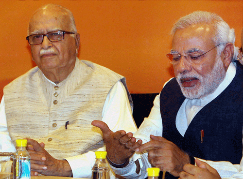 Narendra Modi today met senior BJP leader LK Advani, who is sulking over being fielded from Gandhinagar in Lok Sabha elections as he wanted to shift to Bhopal. PTI file photo