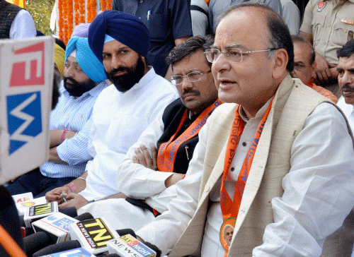 BJP leader Arun Jaitley Sunday denied accusations that he was an outsider in Amritsar, where he is seeking to get elected to the Lok Sabha. PTI phott