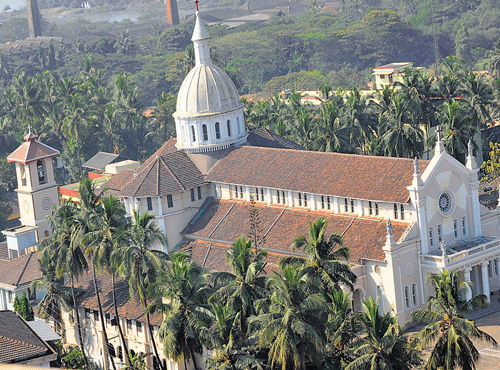 Rosario Cathedral, Mangalore is said to have been first established as a small church by Franciscans in the early 16th century. In the post Tipu Sultan era (after 1799), the Rosario Church came into being, at this location in 1813 and went through gradual expansions, DH photo