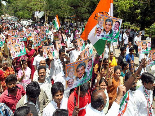 The Karnataka State Pollution Control Board (KSPCB) and the Election Commission (EC) are keeping a close watch on noise levels in the City and State, in the wake of the ongoing campaigning for the Lok Sabha elections. Supporters of Congress Candidate from Bangalore South Constituency Nandan Nilekani during a rally to file his nomination papers. PTI photo