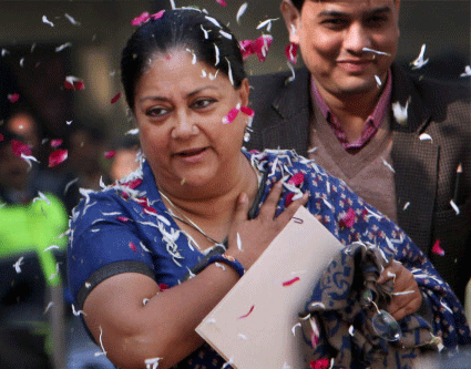 Rajasthan Chief Minister Vasundhara Raje Tuesday hit back at rebel BJP leader Jaswant Singh, saying party members should have the habit of accepting the decision taken by the party and its president Rajnath Singh. PTI File Photo