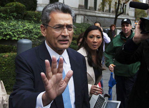Former Goldman Sachs Group Inc board member Rajat Gupta departs Manhattan Federal Court after being sentenced in New York in this file photo taken October 24, 2012. A federal appeals court upheld the conviction of Gupta, one of the biggest successes in federal prosecutors' long-running probe to stop insider trading on Wall Street. REUTERS