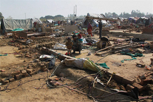 File photo of a relief camp housing the victims of Muzaffarnagar riots in Loi village. PTI