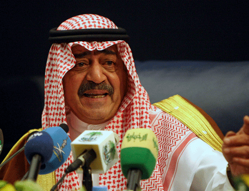 Saudi Arabia's then intelligence chief Prince Muqrin bin Abdulaziz gestures during a news conference in Riyadh, in this November 24, 2007 file picture. Saudi Arabia's Prince Muqrin bin Abdulaziz, a former intelligence chief in the conservative Islamic kingdom, has been appointed deputy crown prince, Saudi state television reported on March 27, 2014, making it more likely he will one day become king. The appointment makes Muqrin, the youngest son of the kingdom's founder King Abdulaziz al-Saud, next in line to succeed in the world's top oil exporter and birthplace of Islam after his half-brothers King Abdullah and Crown Prince Salman. REUTERS