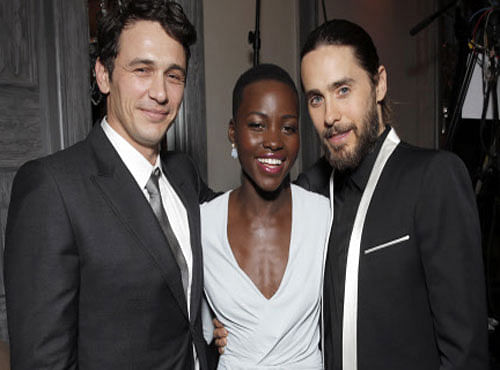 From left, James Franco, Lupita Nyong'o and Jared Leto attend the 39th Annual Los Angeles Film Critics Association Awards at the InterContinental Hotel, AP photo