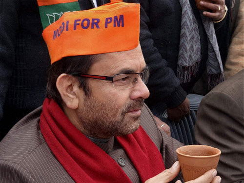 A fresh controversy erupted in BJP with senior leader Mukhtar Abbas Naqvi making an angry outburst against induction of expelled JD U leader Sabir Ali whom he called a friend of terrorist Yasin Bhatkal and mocked that Dawood Ibrahim could be the next entrant, PTI photo