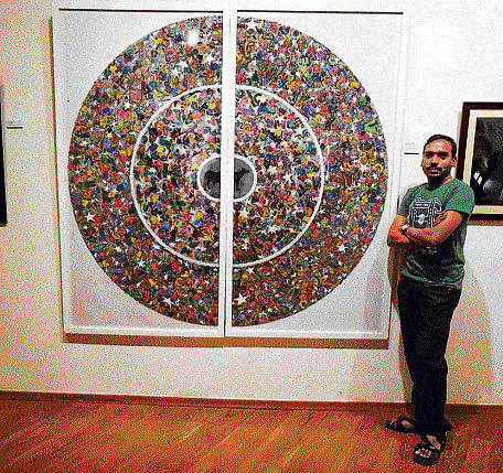 Sanjeeva Rao Guthi with his work of art.