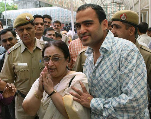 A file picture of Neelam and Nitin Katara, Mother and brother of Nitish Katara. PTI Image