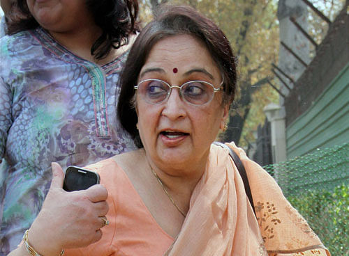 Nitish Katara's mother Neelam Katara comes out of High Court after vardict on Wednesday. High Court upheld the conviction of three convicts by the trial court in the 12-year-old Nitish Katara murder case. PTI Photo