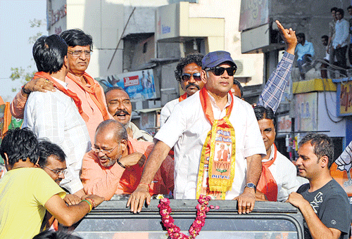 Paresh Rawal at an election rally on Wednesday.