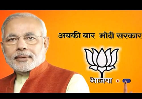 If the Congress took the lead by unleashing a radio and TV blitzkrieg on the issue of development over the past 10 years, the BJP shot back with its own anti-corruption campaign on the airwaves, which all the parties want to dominate ahead of the April 10 Lok Sabha polls in Delhi. Screen shot taken from youtube.