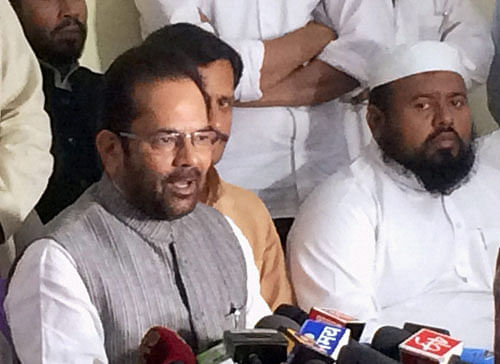 'We had in the morning spoken to the EC and also written a letter that an NGO named Cobrapost is planning to show a sponsored sting on the sensitive Ram Janambhoomi-Babri Masjid issue... Its telecast and publication be immediately barred,' party spokesperson Mukhtar Abbas Naqvi said. PTI Photo