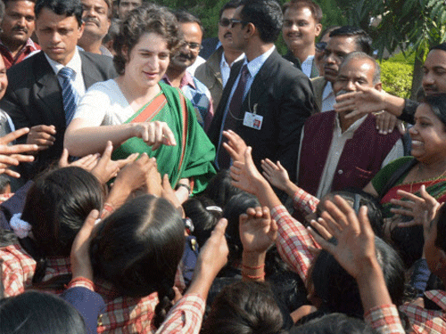 All India Mahila Congress (AIMC) president Shobha Ojha said here today that it is the wish of all Congressmen that Priyanka Gandhi should campaign for the party in the entire country. PTI Photo