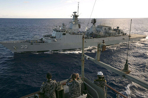 Australian defence vessel Ocean Shield heard the signals again on Tuesday afternoon and evening. Reuters photo