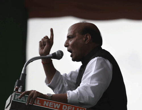 BJP President Rajnath Singh today exuded confidence that the party will get at least half of the 100 seats where polling has been completed in three out of the nine phases of Lok Sabha elections. AP File Photo