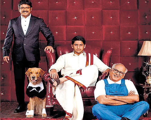 Manam is Nageswara Rao's last film, which also features his son Akkineni Nagarjuna and grandson Akkineni Naga Chaitanya, a still from the film