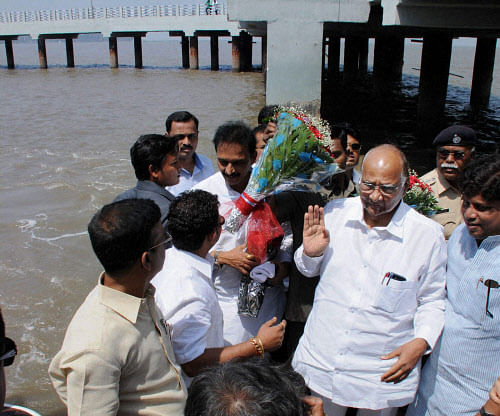 NCP President Sharad Pawar at Mandva Jetty during an election campaign rally in Alibag. PTI