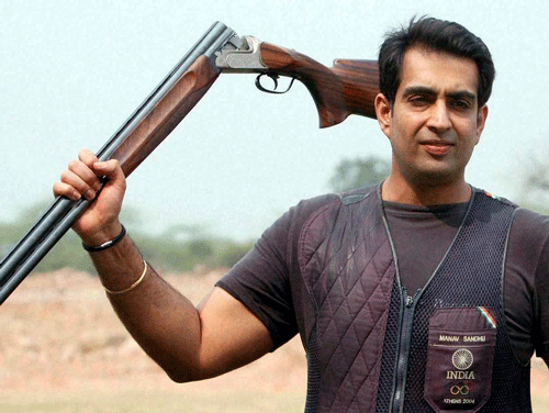 India's Manavjit Singh Sandhu produced some excellent shooting to clinch the men's trap gold medal ahead of two-time Olympic champion Michael Diamond at the ISSF Shotgun World Cup in Tucson, US. PTI file photo