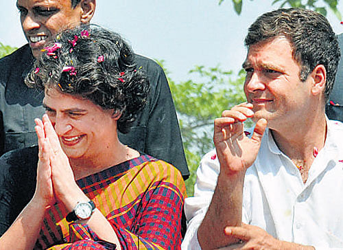 Priyanka Gandhi Vadra with her brother Rahul Gandhi in Amethi. PTI File Photo