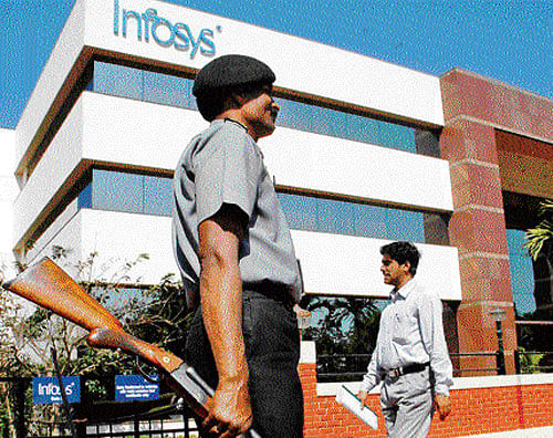Infosys and subsidiaries added 50 clients during the fourth quarter and 238 during the year. DH photo