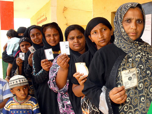 Bangaloreans have recorded a moderate turnout for the second time in a year with an average of 53 per cent of the registered voters exercising their franchise. DH Photo