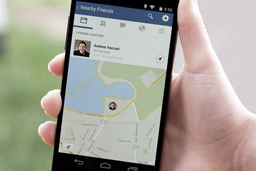 This product image provided by Facebook shows the "Nearby Friends' tool. Using your smartphone's GPS system, it will tell your Facebook friends _ provided they have the feature turned on _ that you are nearby. Rather than share your exact location, though, it will only show that you are in close proximity, say within half a mile. Then, if you want, you can manually share your exact location with a friend you'd like to meet up with, so they can see where you are located in a particular park, airport or city block. AP
