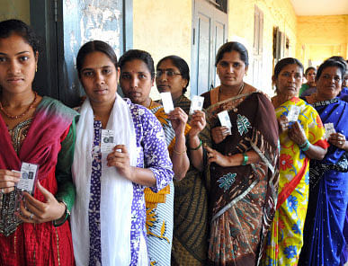 The turnout of women voters at 65.81 percent in all the 28 Lok Sabha seats in Karnataka was the highest in a parliamentary poll in the state, an official said Saturday. DH photo