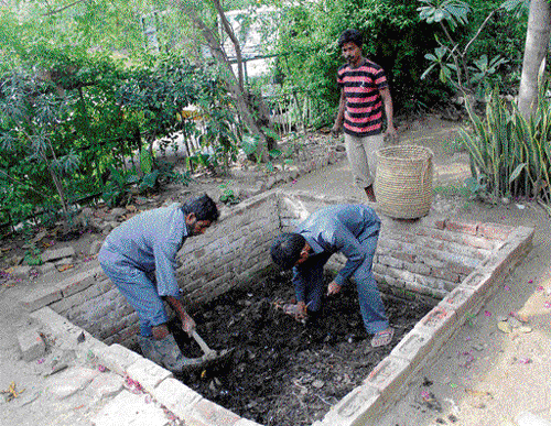 The Defence Colony Residents' Welfare Association maintains six compost pits to convert household waste into manure. DH photo