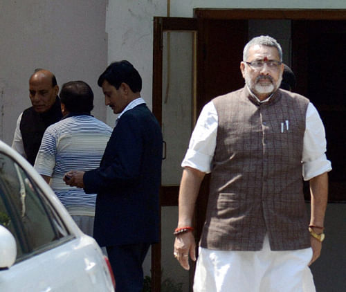 BJP today pulled up its Bihar leader Giriraj Singh for his 'back Narendra Modi or go to Pakistan' remark but he remained unfazed and stood by his controversial comment that has been slammed by rival parties. PTI File Photo