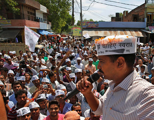 An FIR was today registered against AAP leaders Arvind Kejriwal and Kumar Vishwas and 10 others for allegedly violating the model code of conduct and prohibitory orders. PTI File Photo