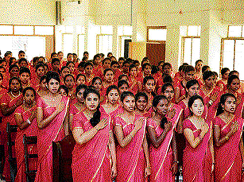 Goodwill Christian College For Women bid adieu to its outgoing batch of students at a grand graduation ceremony held recently. DH Photo
