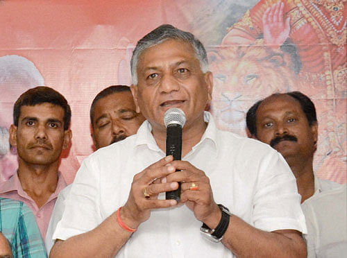 Former Army chief and BJP's Lok Sabha candidate V K Singh. PTI File Photo.