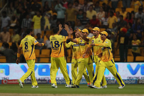 Chennai Super Kings produced a clinical performance to crush Delhi Daredevils by 93 runs and register their first win in the seventh edition of Indian Premier League here on Monday. PTI photo