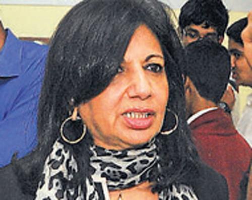 A day after she praised Rohan Murthy's performance at Infosys' board meeting, the firm's newly-appointed independent director and Biocon head Kiran Mazumdar Shaw today apologised for the remarks / DH Photo