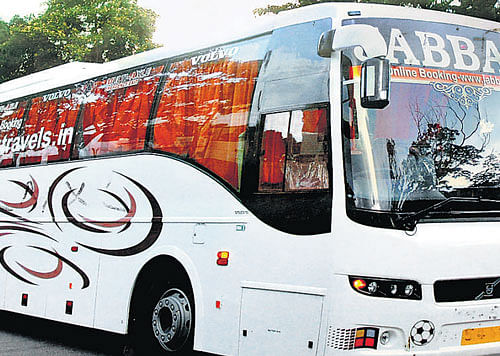A file photo of a multi axle luxury bus, the like of which was involved in the fire accident in Mahabubnagar, Andhra Pradesh. DH photo