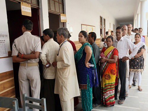 Nearly 40 per cent of the electorate cast their vote today in the first seven hours of polling in 117 constituencies in 11 states and Union Territory of Puducherry in the sixth phase of Lok Sabha elections, amid stray incidents of violence which left a policeman dead in Assam and 13 others injured in other states. PTI file photo