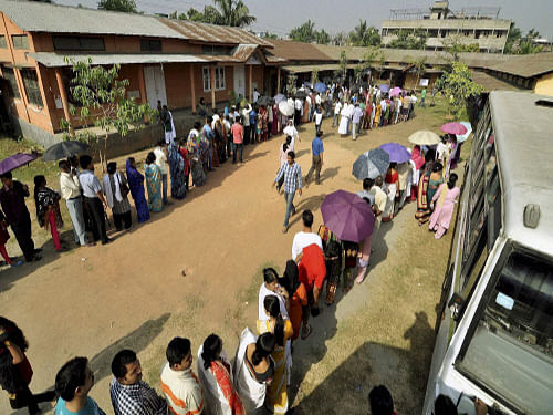 A voter turnout of as high as 69.61 per cent to a low of 47 per cent was witnessed till 3:00 pm in the sixth phase of the Lok Sabha elections today for 23 seats in eastern India. PTI Photo