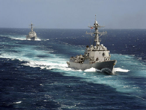 Two Chinese coastguard ships sailed into waters around disputed islands in the East China Sea today, the Japanese coastguard said, two days after US President Barack Obama declared his support for Japan. Reuters file photo. For representation purpose